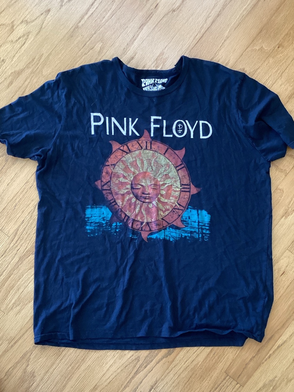 Pink Floyd Tee with Sun Face and Blue Accent